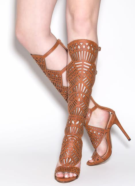 Tan Cut-Out Gladiator Heels1
