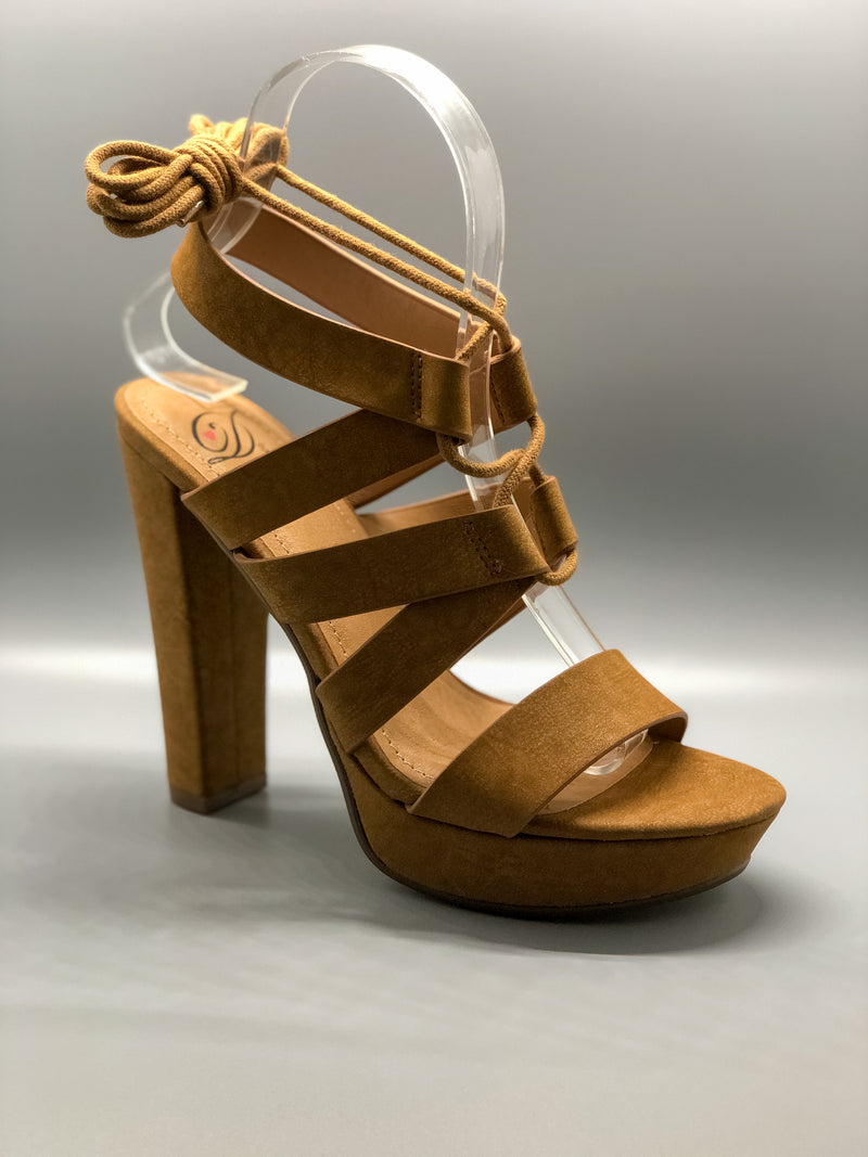 Tan Lace-Up Platform Chunky Heels – Munroe Shoetique