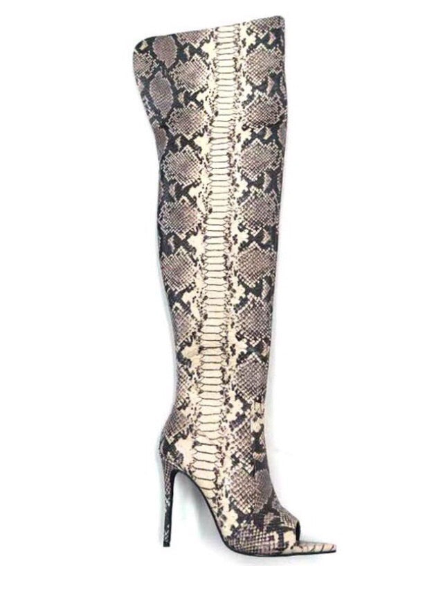 Snakeskin high heel booties Clearance