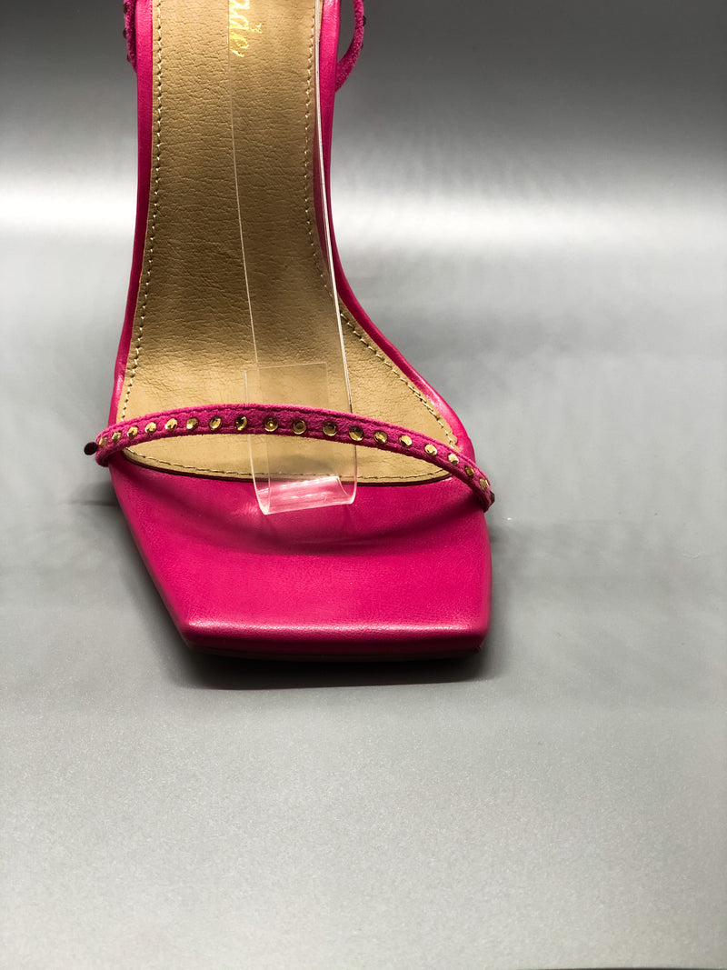 Pink Diamante Detail Lace Up Square Toe Pyramid Heel – Munroe Shoetique