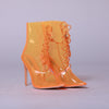 Orange Perspex Clear Lace Up Stiletto Booties