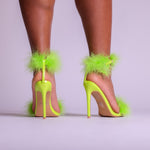Lime Green Fur Stiletto Heels
