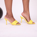 Yellow Padded Quilted Stitch Mule