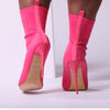 Pink Pointed Toe Ankle Sock Boot