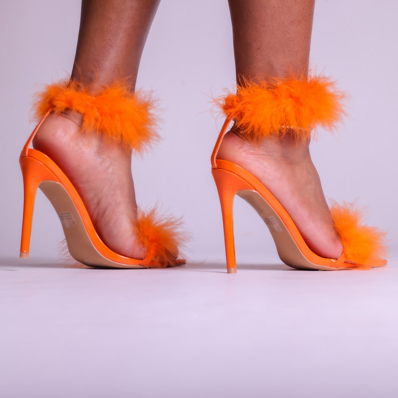 Orange Fur Stiletto Heels