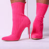 Pink Pointed Toe Ankle Sock Boot