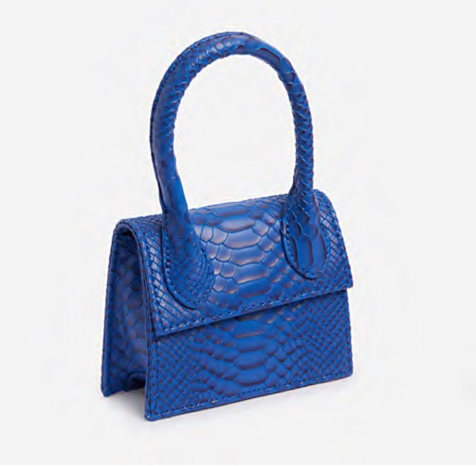 Blue Snake Print Super Mini Grab Bag