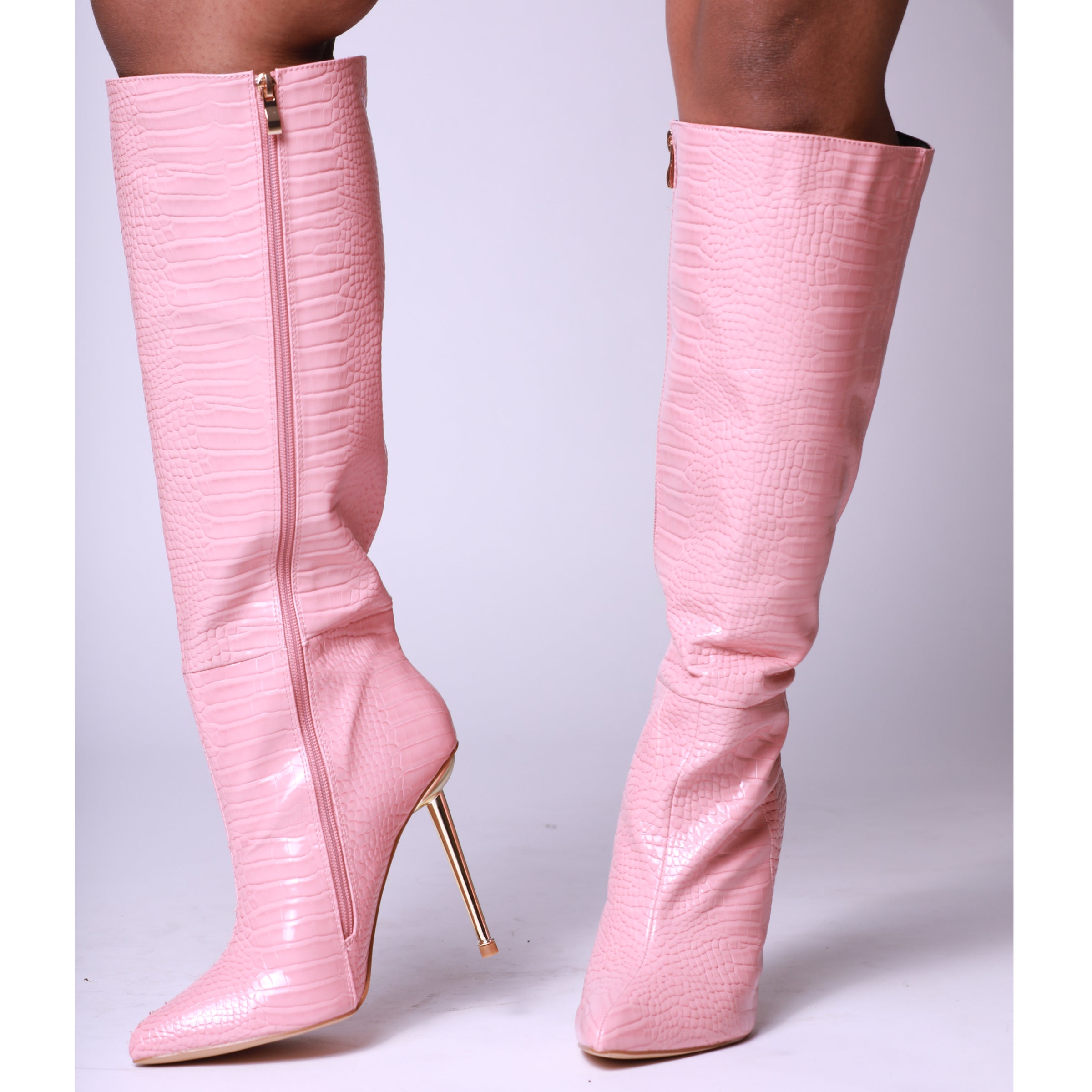 Pink boots knee high Clearance