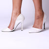 Silver Low-Cut Pointed Toe Slip-On Pumps