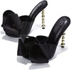 Oversized Black Bow Detail Mule Heel